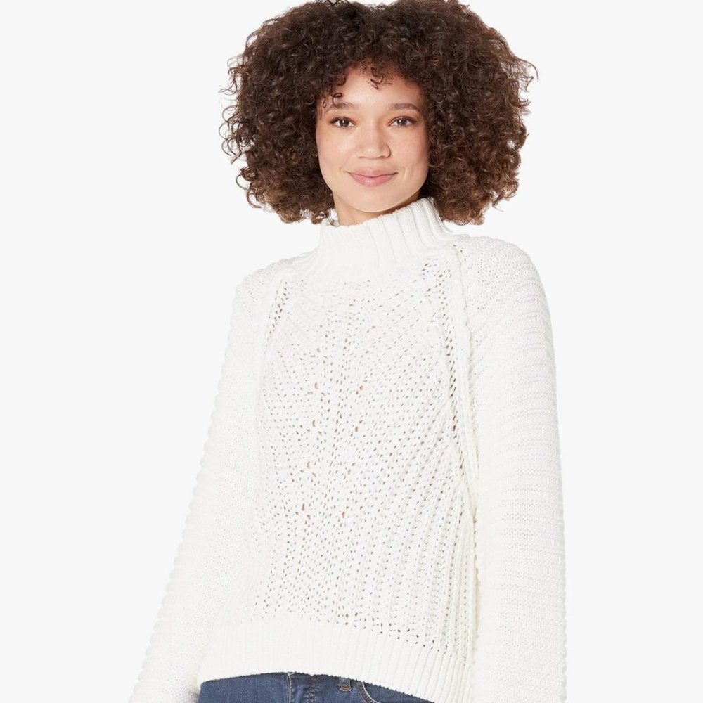 Free People Sweetheart Mock Neck Sweater in Ivory
